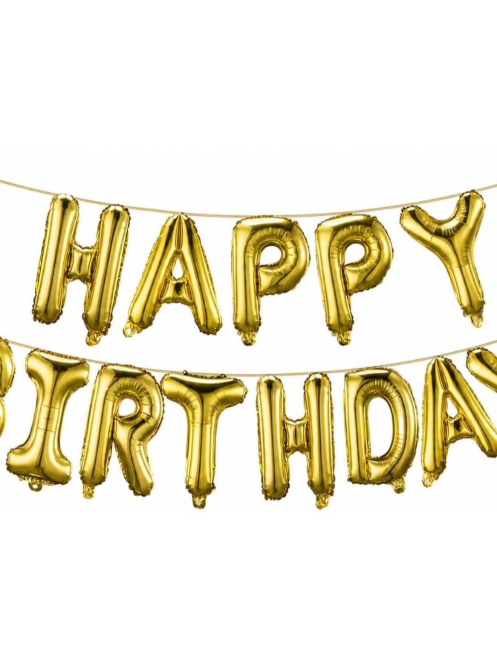 Gold Happy Birthday Balloons Banner 16 Inch Mylar Foil Letters, Inflatable Party